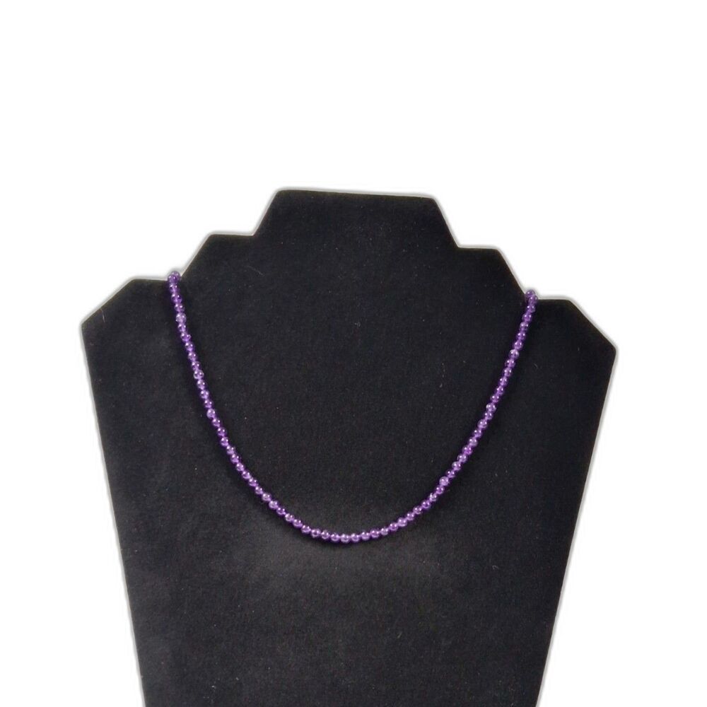 Dark Purple Small Round Glass Beaded Single Strand Whimsigoth Choker Necklace